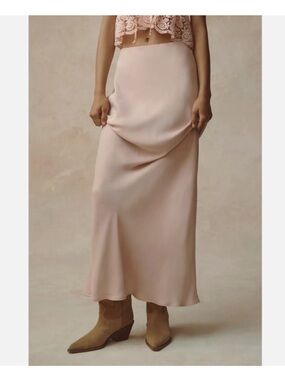Anthropologie Soft Blush Maxi Slip Skirt